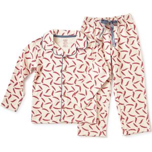 Little Label Pyjama Meisjes Maat 134-140/10Y - offwhite, roze - Veren - Pyjama Kind - Zachte BIO Katoen