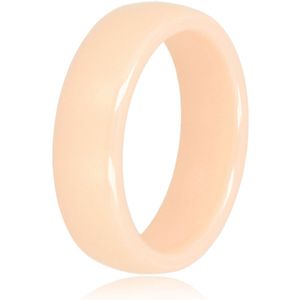 My Bendel - Keramieken ring peach 6mm - Mooi blijvende brede ring - Draagt heerlijk en onbreekbaar - Met luxe cadeauverpakking