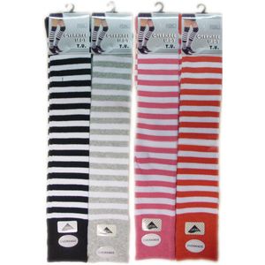 Dames overknee kous - gestreept felle kleur - 6 paar - one size - losse elastiek - 95% katoen - chaussettes socks