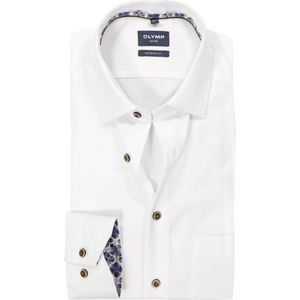OLYMP Luxor modern fit overhemd - mouwlengte 7 - structuur - wit - Strijkvrij - Boordmaat: 38