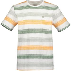 Blue Seven - Shirt 302827 groen / wit / oranje streep KM - maat S