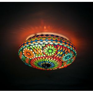 Oosterse mozaïek plafondlamp | multi colour | glas / metaal | ⌀ 25 cm | sfeervol / traditioneel / modern design