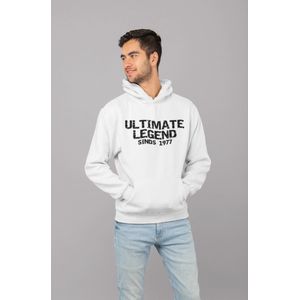 1977 Jaar Wit Hoodie heren - Maat S - Ultimate Legend - Verjaardag Cadeau Mannen - Limited Edition