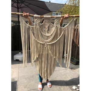 Handgeknoopte patronen , Bohemian knoopwerk , Knoopkunst, -MIMOSA-057-ECRU