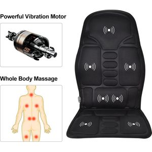 BTD - Elektrische Massage Stoel Pad - Verwarmend - Vibrerend - Rugmassage - Voor Auto en Thuiskantoor