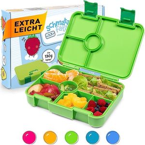 Broodtrommel voor kinderen met vakken, BPA-vrije lunchbox voor kinderen, Bento Box voor kinderen broodtrommel voor meisjes en jongens, snackbox, perfect voor school, kleuterschool en uitstapjes (Groen)