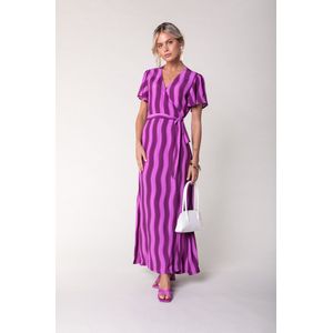 Colourful Rebel Ava Stripes Real Wrap Maxi Dress Jurken Dames - Kleedje - Rok - Jurk - Paars - Maat S