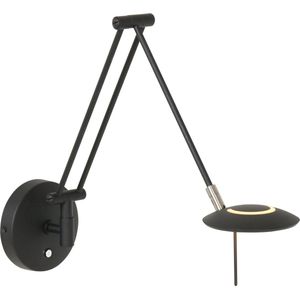 Moderne verstelbare wandlamp met dimmer | 1 lichts | zwart | kunststof / metaal | 64 cm | woonkamer lamp | modern / funtioneel design