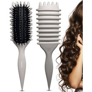 Madero Curl Brush – Define Brush Curl – Krullen borstel & Stylingborstel – Voor alle haartypes – Haarverzorging – CG-methode geschikt – Curl Bounce Haarborstel – Beige