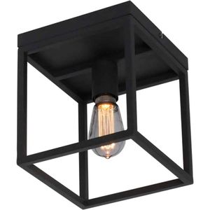 Freelight Novanta plafondlamp - vierkant - 22 cm breed - E27 - metaal frame - zwart