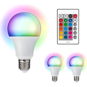 3-pack LED lampen met afstandsbediening - 16 kleuren + wit - Dimbaar - Grote E27 fitting