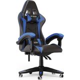 Gamerstoel - Ergonomische gamestoel - Gamerstoel met hoofdsteun en lendenkussen - 90°-135° kantelbaar - Zwart en Blauw