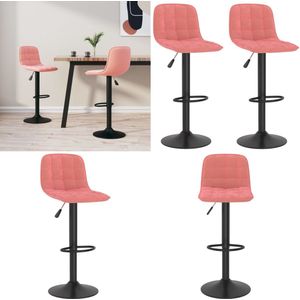 vidaXL Barkrukken 2 st fluweel roze - Barstoel - Barstoelen - Stoel - Stoelen