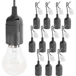 12x E27 Bouwfitting Zwart met Snelkoppeling - Renovatiefitting tot 60W