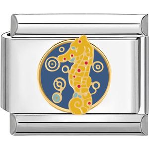 Quiges - Schakel - Bedel - 9mm - charms - Zeepaard - Geschikt voor - Nomination- armband - Schakelarmband - italy bedels armband