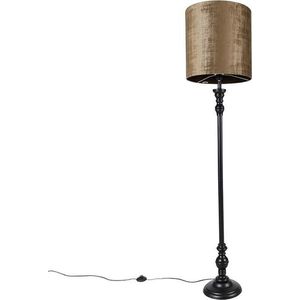 QAZQA classico - Klassieke Vloerlamp | Staande Lamp met kap - 1 lichts - H 172 cm - Bruin - Woonkamer | Slaapkamer