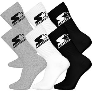 STARTER Crew Socks - 6-pack - Grijs/Wit/Zwart - Maat 35/38