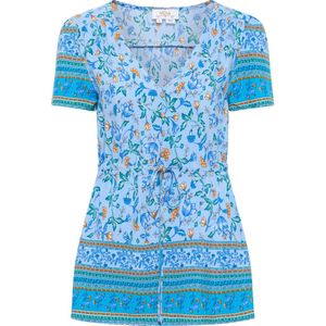 usha - Kurzarmblouse - Viskose - Floral Print - V-Ausschnitt