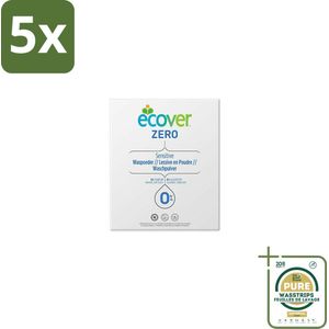 5 x Ecover - Waspoeder Universal Zero - Zonder geurstoffen - 1,2 kg - Grootverpakking - Hypoallergenisch Waspoeder - Geurloos Waspoeder - Waspoeder Zonder Kleurstoffen - Milieuvriendelijk Waspoeder - Vegan Waspoeder