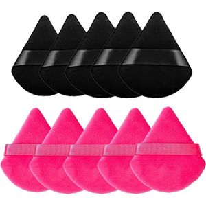 Powder Puff - Make-up Sponsje - Beauty Blender - Poederspons - Powder Puff Driehoek - 10 stuks - Roze en Zwart