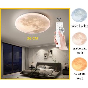 Levabe - Moderne Maan Led Plafondlamp - Dimbare - Glans - Maanlamp - Woonkamer - Slaapkamer - afstandsbediening - Plafond licht - 26CM