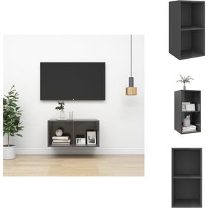 vidaXL Televisiewandmeubel - grijs - 37 x 37 x 72 cm - spaanplaat - Kast