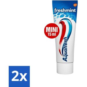 Aquafresh - Mini Tandpasta - Freshmint 3-in-1 - Verfrissende Adem - 15 ml - Voordeelverpakking - 2 stuks