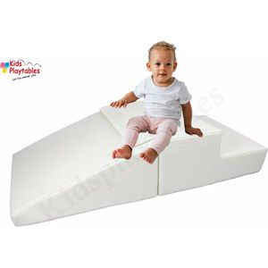 Mini glijbaan Peuter Wit, Zachte Soft Play Foam Blokken 2-delige set | grote speelblokken | motoriek baby speelgoed | foamblokken | reuze bouwblokken | Soft play peuter speelgoed | schuimblokken