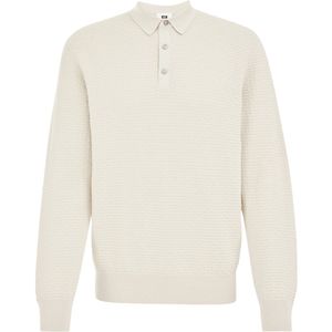 WE Fashion - Heren Regular fit gebreide polo met structuur - Regular fit - Beige - Katoen - Maat: S