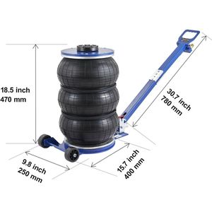 Autokrik - Auto krik - Luchtkrik - Capaciteit 5 ton - Drievoudige zak - Opvouwbare stang - 2 wielen - Hefhoogte 5.5-17.7 inch