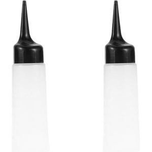2 stuks schoonheidssalon kleine flesjes van zachte kunststof, schuine mond, voor het uitpersen van gekleurd haar, permanent, reinigingsfles, applicatorfles met schenktuit