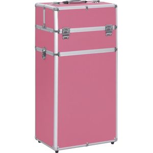 The Living Store Make-up Trolley - Houten Beautycase - 37 x 24 x 74 cm - Roze