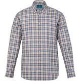 Boston Park - Heren - Boston Park ruitenshirt van een linnenmix lange mouwen - Lichtbeige - Maat 3XL