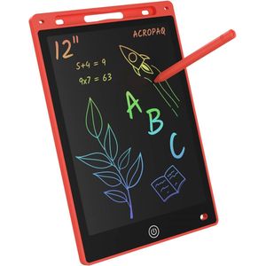 Tekentablet kinderen - 12 inch, Rood met kleurenscherm - Drawing tablet, Grafische tablet, LCD tekentablet - ACROPAQ