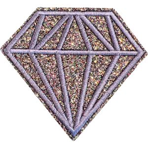Diamant Glitter Strijk Embleem Patch Paars Lila 7.6 cm / 6.8 cm / Paars Lila