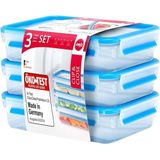 emsa CLIP & CLOSE fresh-keeping tin, set van 3, 1.20 liter, blauw