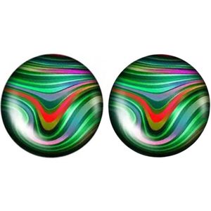 Clip oorbellen- Puck- Groen- 2 cm- Geen gaatjes- Charme Bijoux