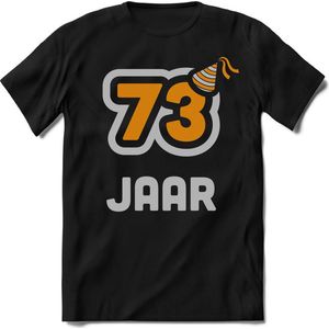 73 Jaar Feest kado T-Shirt Heren / Dames - Perfect Verjaardag Cadeau Shirt - Goud / Zilver - Maat 7XL