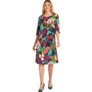 Korte vloeiende grafische jurk