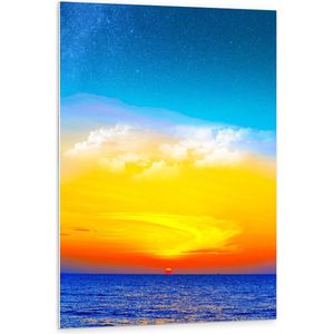 Forex - Fel oranje Lucht bij Zee - 80x120cm Foto op Forex