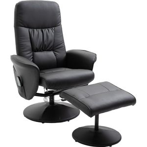 Relaxfauteuil met Massagestoel met voetenbank Kunstleer - Zwart