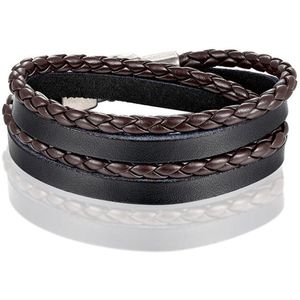 Leren Wrap armband LGT Jewels Gevlochten leer Zwart Bruin