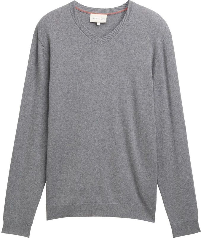TOM TAILOR - Trui - Grijs Gemêleerd - Knitwear - V-hals