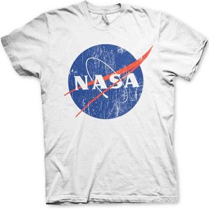 NASA Heren Tshirt -S- Washed Insignia Wit