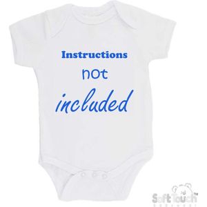 100% Katoenen Romper "Instructions not included" Jongens Katoen Wit/blauw Maat 56/62