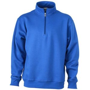 James and Nicholson Uniseks werkkleding Half Ritssweatshirt (Koningsblauw)