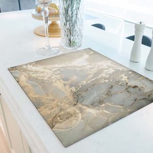 Inductiebeschermer Acrylic grey gold champagne | 76 x 51.5 cm | Keukendecoratie | Bescherm mat | Inductie afdekplaat