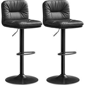 Rootz 2-pack zwarte barstoelen - baliekrukken - draaibare stoelen - PU-materiaal - verstelbare hoogte - 47 cm x 41 cm x (89-110) cm