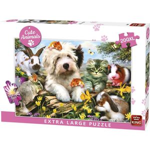 King Puzzel 200 Stukjes XL - Animal Friends - Cute Animal - Dierenpuzzel met Grote Stukjes