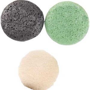 Voarge Konjac Sponzen, dieptereinigingsspons, natuurlijke peeling, gezichtsreinigingsspons van plantaardige vezels, reiniging en gezichtsverzorging, 3 stuks